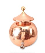 Copper Hammered Matka Water Pot Container with Mughlai Lid  4Ltr - $2,218.29 MXN