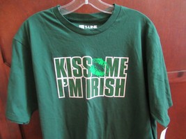 Kiss Me I&#39;m Irish Men Women Unisex green XL t shirt lip print T-Line cotton NWT - £9.63 GBP