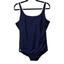 Lands End 18W Navy Blue Tummy Control One Piece Nautical Swimsuit - £25.31 GBP