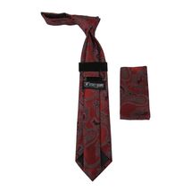 Men's Stacy Adams Tie and Hankie Set Fancy Woven Silky Satin #SAT131 Red image 2
