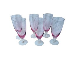 Lot Set 6 Tiffin Franciscan Wistaria Pink Iced Tea Goblet 17501 wisteria... - $168.30