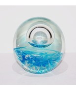 FABULOUS LARGE MURANO ART GLASS BLUE WHITE LARGE BUBBLE 4&quot; PAPERWEIGHT - £36.85 GBP
