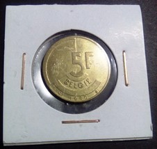 Belgian franc 1986 5 F coin Free Shipping No 4 - $2.97