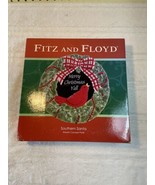 NEW Fitz and Floyd Southern Santa Wreath Canape Plate 10 inch plate Hand... - $23.32