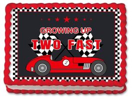 Growing Up 2 Fast Race Car Edible Image Cake Topper Two Year Old Birthday Cake T - $16.47