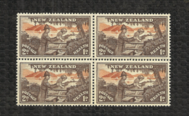 NEW ZEALAND - 1946 Brown Health 2d + 1d stamp - block of 4 - MNH - OG - $2.98