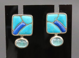 DTR KAY KING 925 Silver - Vintage Turquois Collage Aquamarine Earrings -... - $86.23