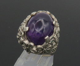 925 Sterling Silver - Vintage Cabochon Amethyst Cocktail Ring Sz 8.5 - RG19936 - £52.30 GBP