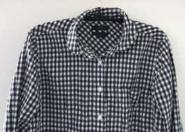 J Crew Boy Fit Black White Check Checkered Button Up Shirt Womens 8 40&quot; chest - £13.33 GBP