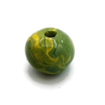 1Pc 30mm Handmade Ceramic Macrame Beads 7mm Large Hole, Marbled Green And Yellow - £5.21 GBP