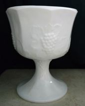 Indiana Glass Colony Harvest Milk Glass Compote Dish with Grape Design   - $9.99