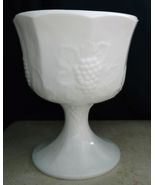 Indiana Glass Colony Harvest Milk Glass Compote Dish with Grape Design   - £8.01 GBP