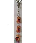 3 Teedy Bear In A Row-Orange Clothes Red Present (Purple Blue Bell) Keyc... - $10.00