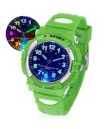 7 Colorful Light Kids Waterproof Analog Watch Soft Rubber Band Green Siz... - $11.10 CAD