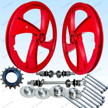 BMX Bicycle 20&quot; PVC Sport Rim RED 4 Spokes Wheel Hub Set DHL EXPRESS - $118.80