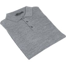 Mens PRINCELY Soft Merinos Wool Sweater Knits Lightweight Polo 1011-40 Mid Gray image 2