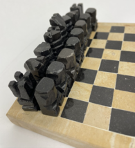 Small Hand Carved Chess Set 32 Pcs &amp; Board Stone 4.75&quot; Board Mini Set ME... - $49.99