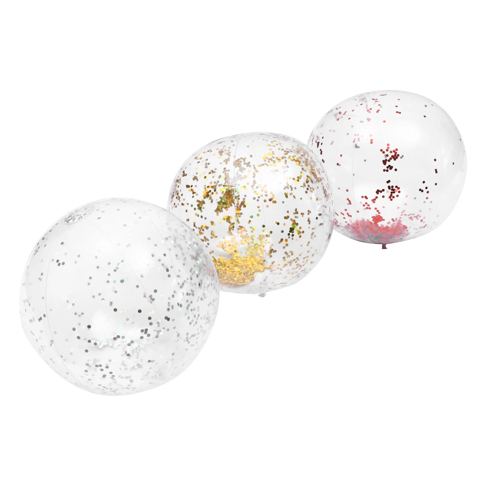 3 Pcs Inflatable Beach Ball Sequin Toy Swimming Pool Toys Flash PVC Interesting - £15.32 GBP