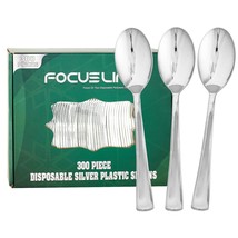 300 Pack 6.8&quot; Disposable Silver Plastic Spoons, Solid And Durable Plasti... - $40.99