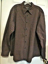 Eddie Bauer Mens Long Sleeve Button Front Shirt Sz L Blue Red Plaid 100%... - £13.22 GBP