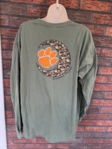 Clemson Tigers Long Sleeve T-Shirt XL Leopard Print Moon Discolored Green Tee - £6.07 GBP