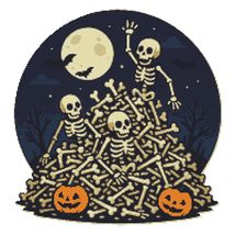 Halloween Night with Skeletons and Bones - Cross Stitch Pattern PDF  - $5.00