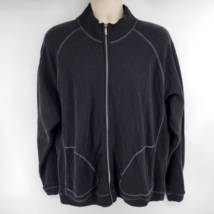 Tommy Bahama Full Zip Knit Cotton Sweater Jacket Mens Size XL Black - $32.62
