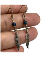 sterling silver navajo turquoise feather earrings  - $38.00
