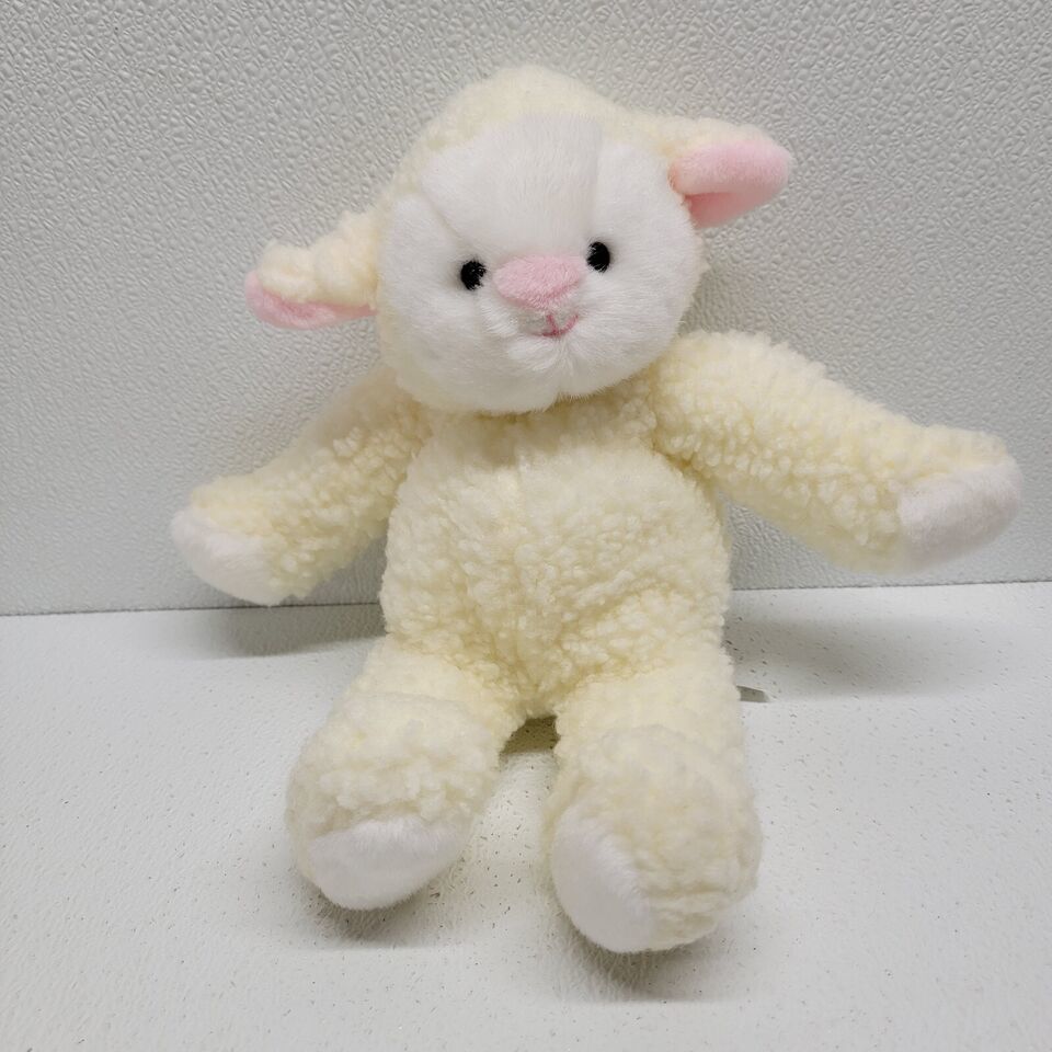 Commonwealth Vintage Lamb Sheep Sherpa Plush 13&quot; Stuffed Animal Pink Ears - $25.16
