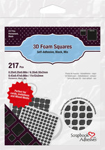 Scrapbook Adhesives 3D Foam Squares Variety Pack 217/Pkg-Black (63) .5&quot;X.5&quot;, (15 - £11.71 GBP