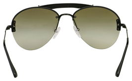 Prada Aviator Sunglasses Black Frame Green Gradient Lens Brow Bar Detailing NWT - £121.14 GBP
