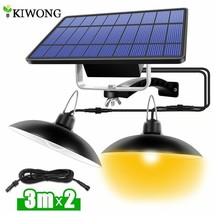 Double Head Solar Pendant Light Outdoor Indoor Solar Lamp Line Warm Safety Light - £30.52 GBP+