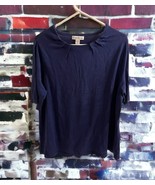 NWT Coldwater Creek Plus 1X Silk Cotton pleated sweater Navy Blue Soft - $52.73 CAD