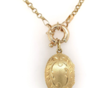 14k Yellow Gold Oval Locket with Decorative Engraving Heavy Chain (#J6514) - £1,361.14 GBP