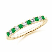 ANGARA Emerald and Princess Diamond Semi Eternity Classic Wedding Band i... - £741.48 GBP
