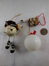 Golf Ball Shoes with ball and catoony ball with hat Golfing Ornament Lot... - $17.70