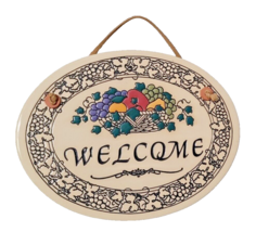 Trinity Pottery Welcome Sign Plaque Wall Decor Fruit Basket House Warming GIft - £8.90 GBP