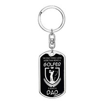 Golfer Dad Dog Tag Pendant Keychain Stainless Steel or 18k Gold - £35.68 GBP