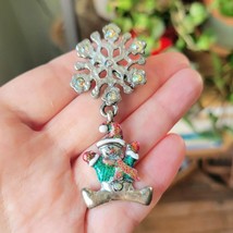 Vintage Christmas Holiday Snowman Snowflake Lapel Brooch Pin - $18.99