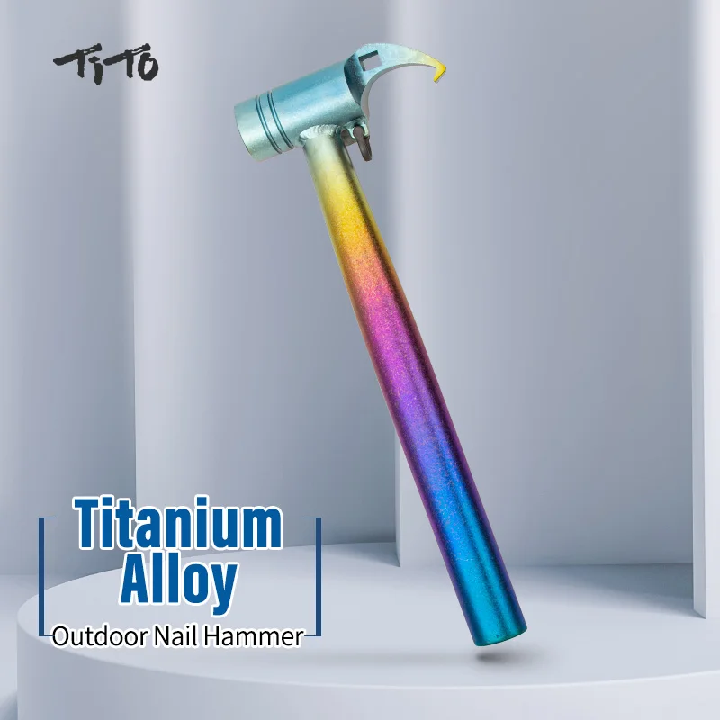 TiTo Camping Tool Hammer Rainbow Color Titanium Alloy Outdoor Tent Pegs Stake - £122.06 GBP