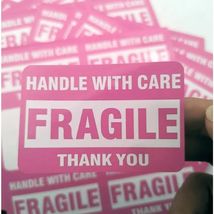 120 Fragile Handle With Care Thank You Pink Shipping Stickers - $14.25