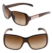 Prada Linea Rossa Sport PS08HS 7CQ-5W1 Brown Pearl Silver Square Sunglasses 08H - £202.55 GBP