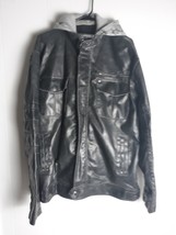 BKE Faux Leather Full Zip Jacket With Hood Mens Size XL - $825.17 MXN