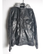 BKE Faux Leather Full Zip Jacket With Hood Mens Size XL - $825.17 MXN