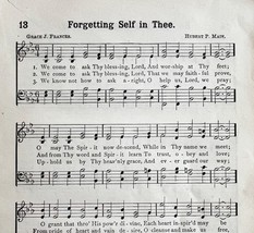1894 Sheet Music Forgetting Self In Thee Religious Victorian Hymns 7.75 ... - $19.99
