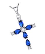 Cross Necklace 925 Sterling Silver Gemstone Pendant Birthstone Religious... - $3,284.88 MXN