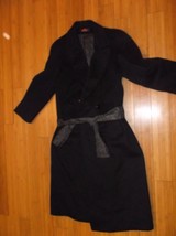 Vintage Women&#39;s Alorna Made in Mexico Black Wool Blend Trench Overcoat 1... - €28,51 EUR
