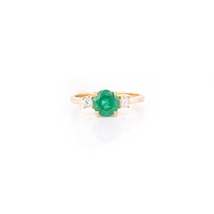 14k Emerald & Diamond Three-Stone Engagement Ring - £1,454.82 GBP