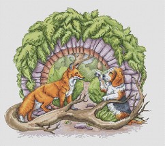 Fairy Tale cross stitch Dog and Sly Fox pattern pdf - £7.98 GBP