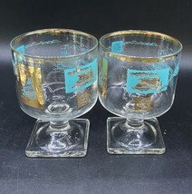 2 Libbey Cordial Southern Comfort Riverboat Steamboat Square Foot Glass - $15.83